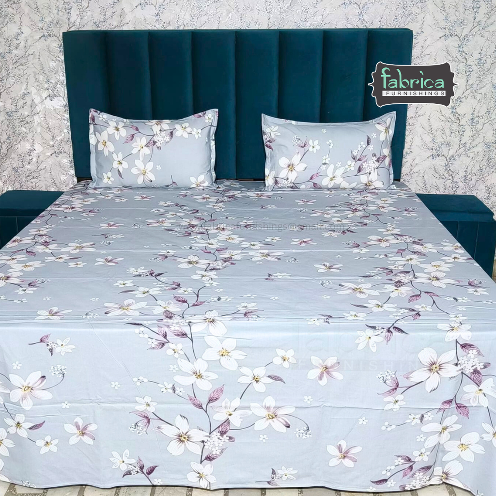 Petal Paradise Queen Size Pure Cotton Printed Bedsheet