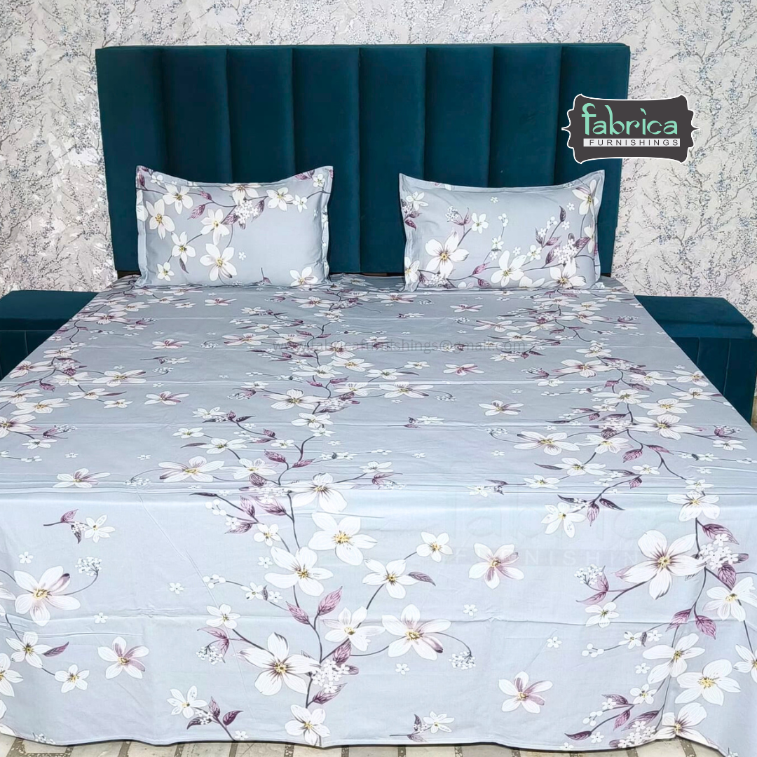 Petal Paradise Queen Size Pure Cotton Printed Bedsheet