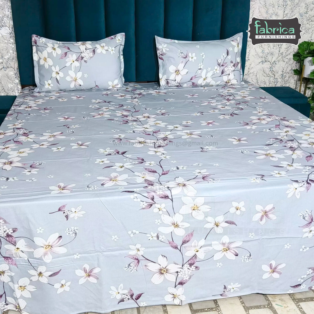 Petal Paradise Queen Size Pure Cotton Printed Bedsheet