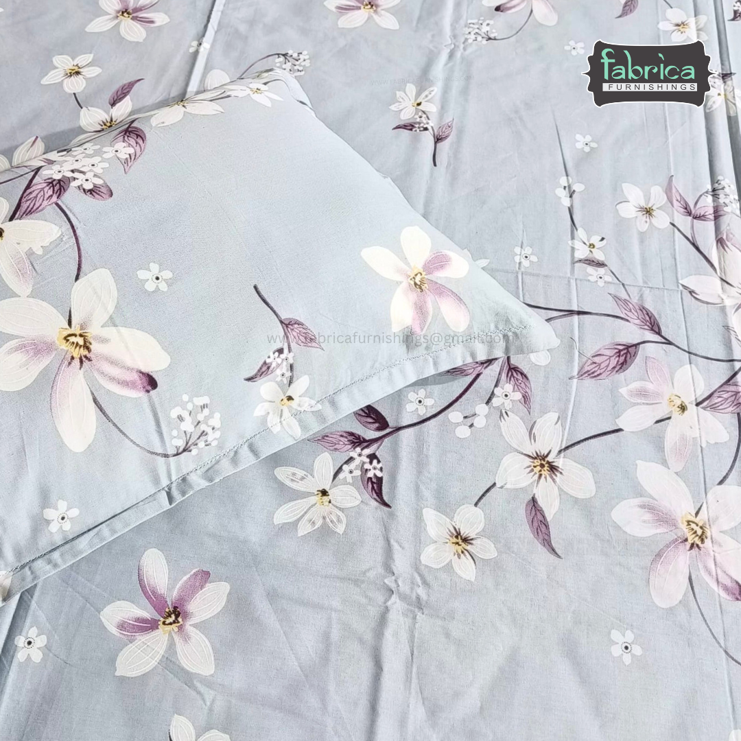Petal Paradise Queen Size Pure Cotton Printed Bedsheet