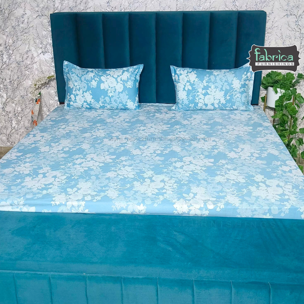 Petal Paradise Queen Size Pure Cotton Printed Bedsheet