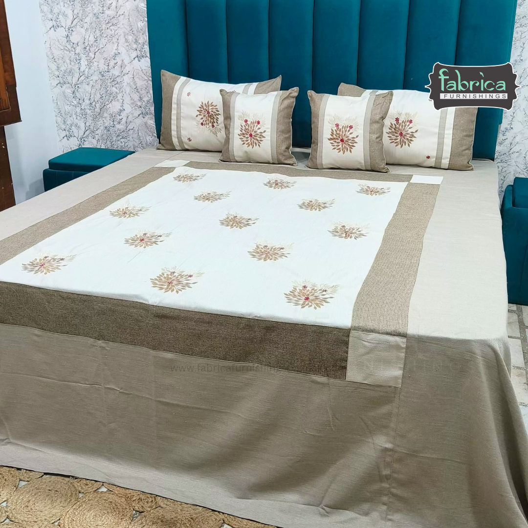 Jacquard Silk Applique Work King Size Embroidered 5 Pcs Set