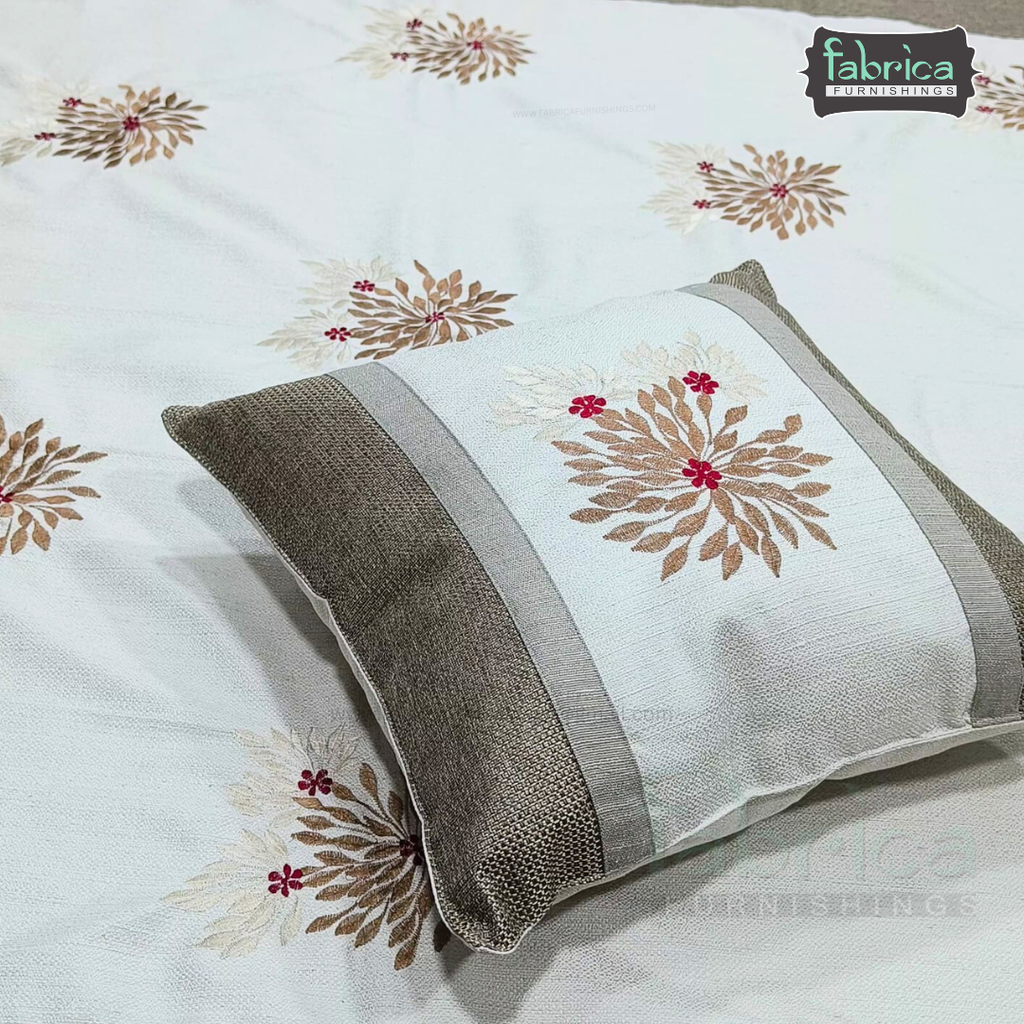 Jacquard Silk Applique Work King Size Embroidered 5 Pcs Set