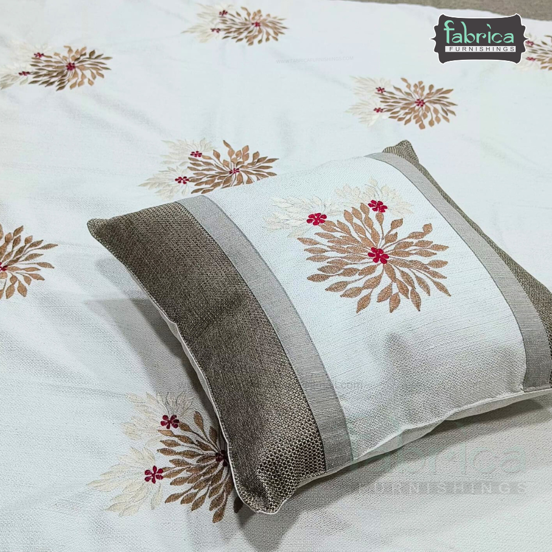 Jacquard Silk Applique Work King Size Embroidered 5 Pcs Set