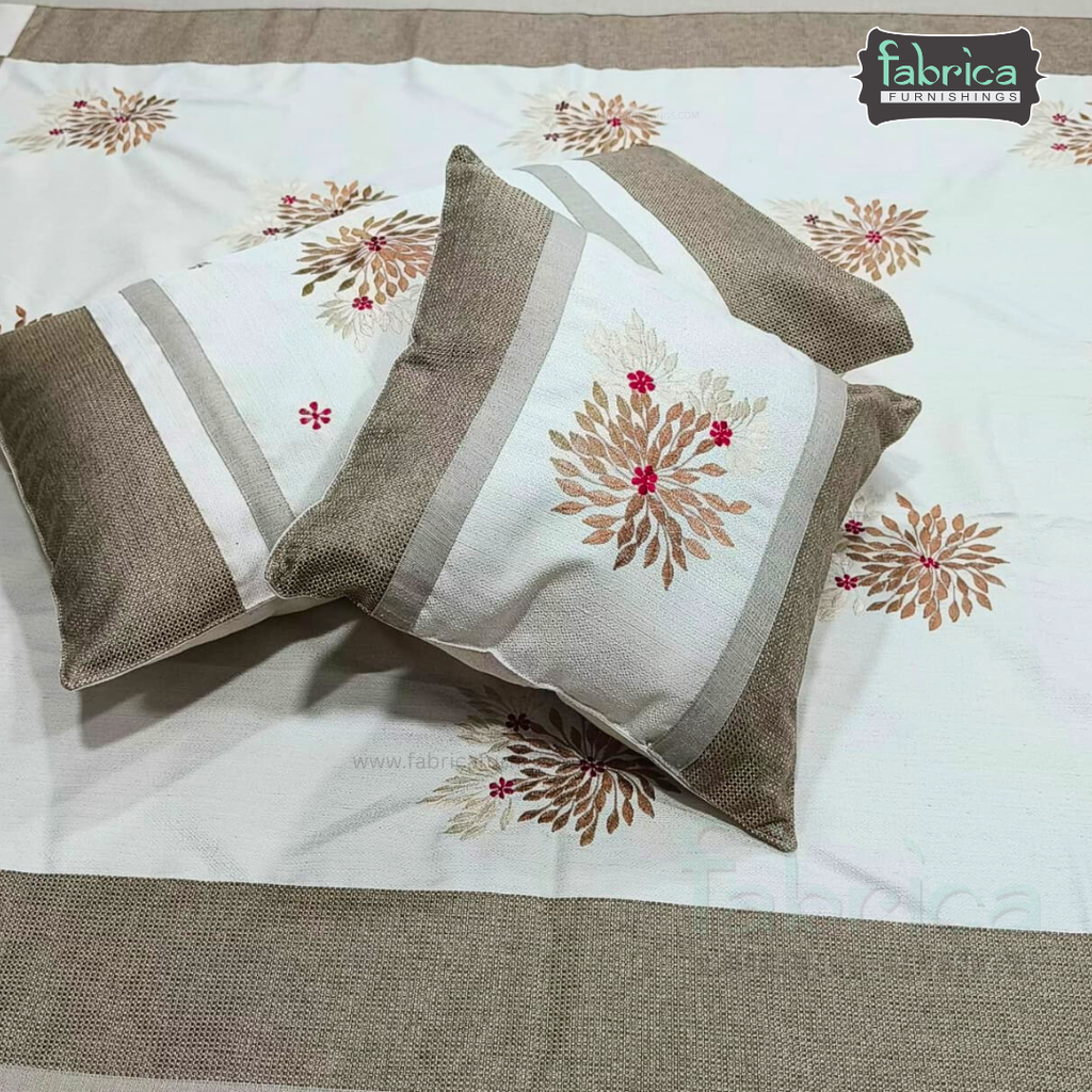 Jacquard Silk Applique Work King Size Embroidered 5 Pcs Set