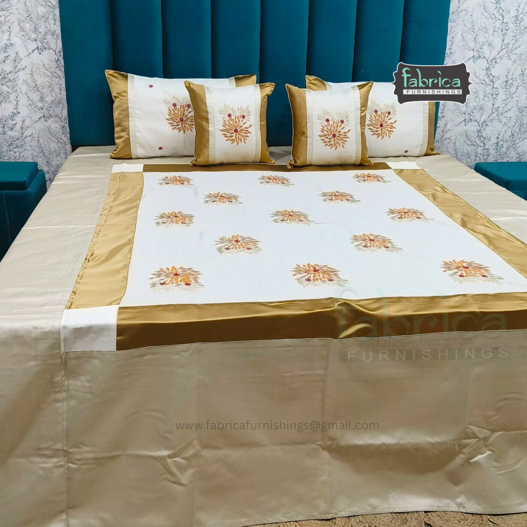 Jacquard Silk Applique Work King Size Embroidered 5 Pcs Set