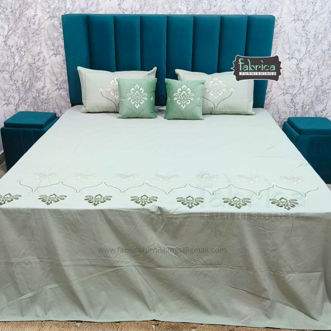 Crown Comfort Superfine Embroidered 5 piece King Size Bed Sheet