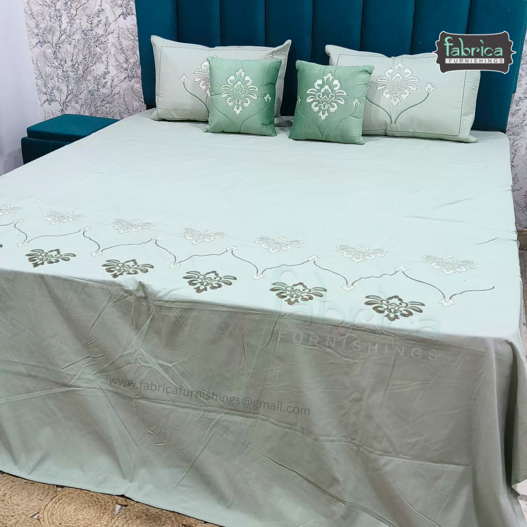 Crown Comfort Superfine Embroidered 5 piece King Size Bed Sheet
