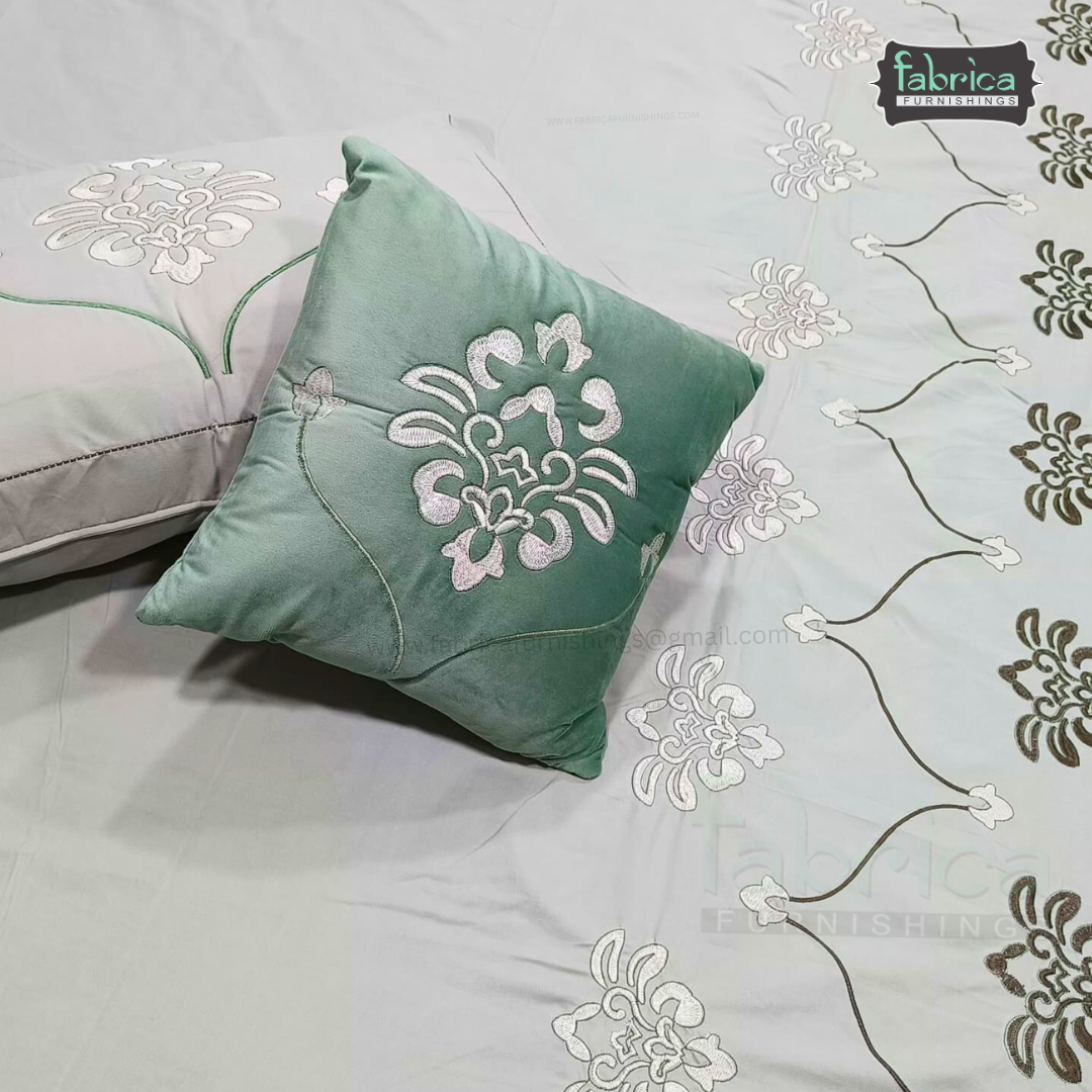 Crown Comfort Superfine Embroidered 5 piece King Size Bed Sheet