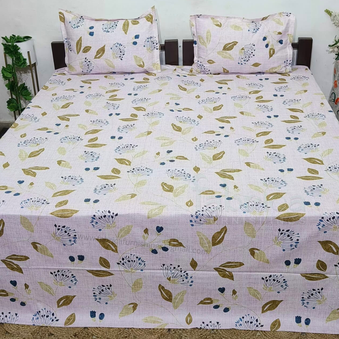 Platinum printed Pure Cotton King Size Bed Sheets