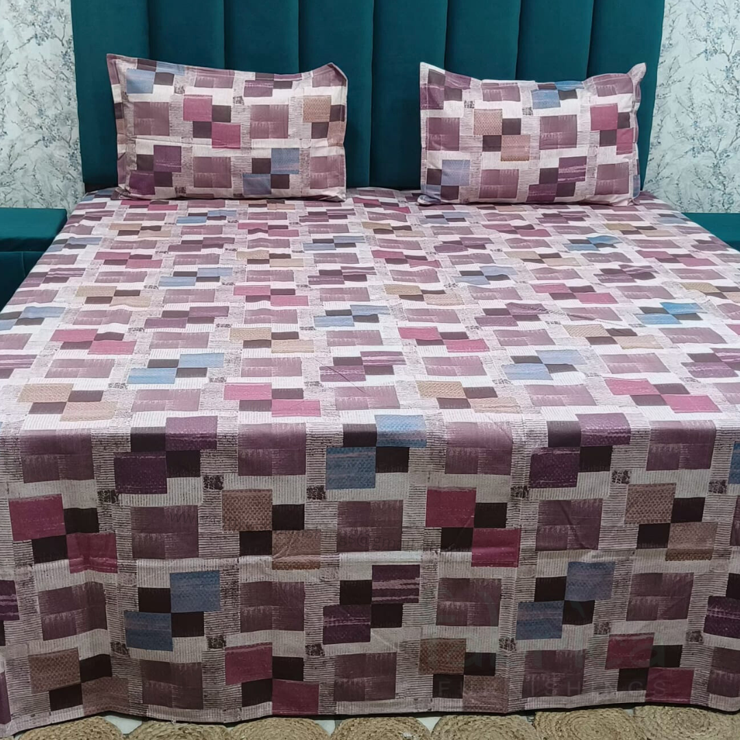 Platinum printed Pure Cotton King Size Bed Sheets