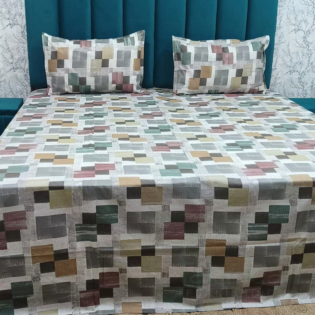 Platinum printed Pure Cotton King Size Bed Sheets
