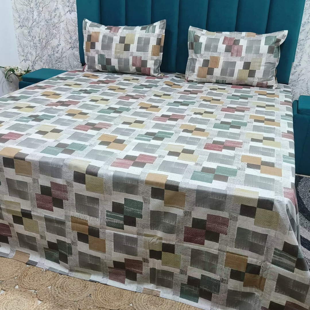 Platinum printed Pure Cotton King Size Bed Sheets