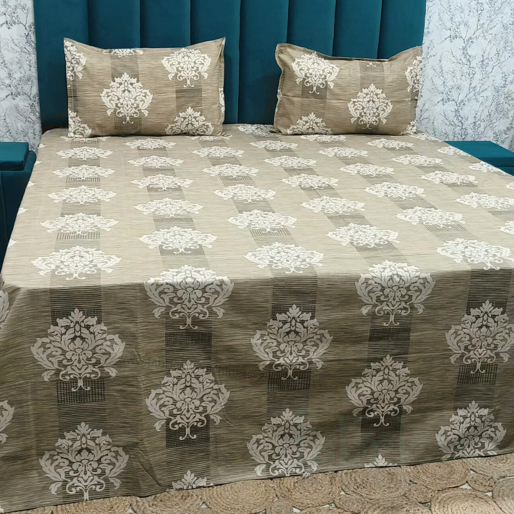 Platinum printed Pure Cotton King Size Bed Sheets