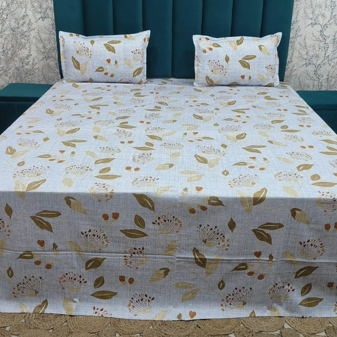 Platinum printed Pure Cotton King Size Bed Sheets