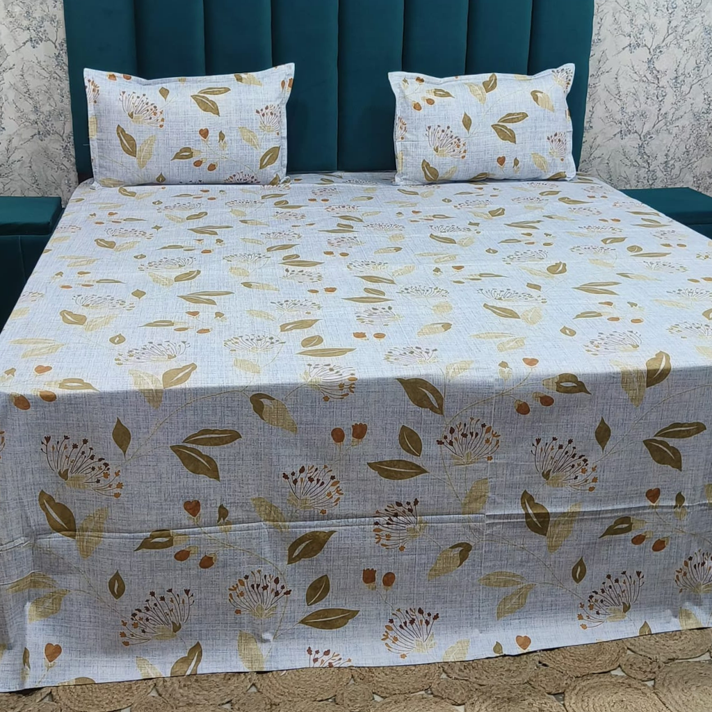 Platinum printed Pure Cotton King Size Bed Sheets
