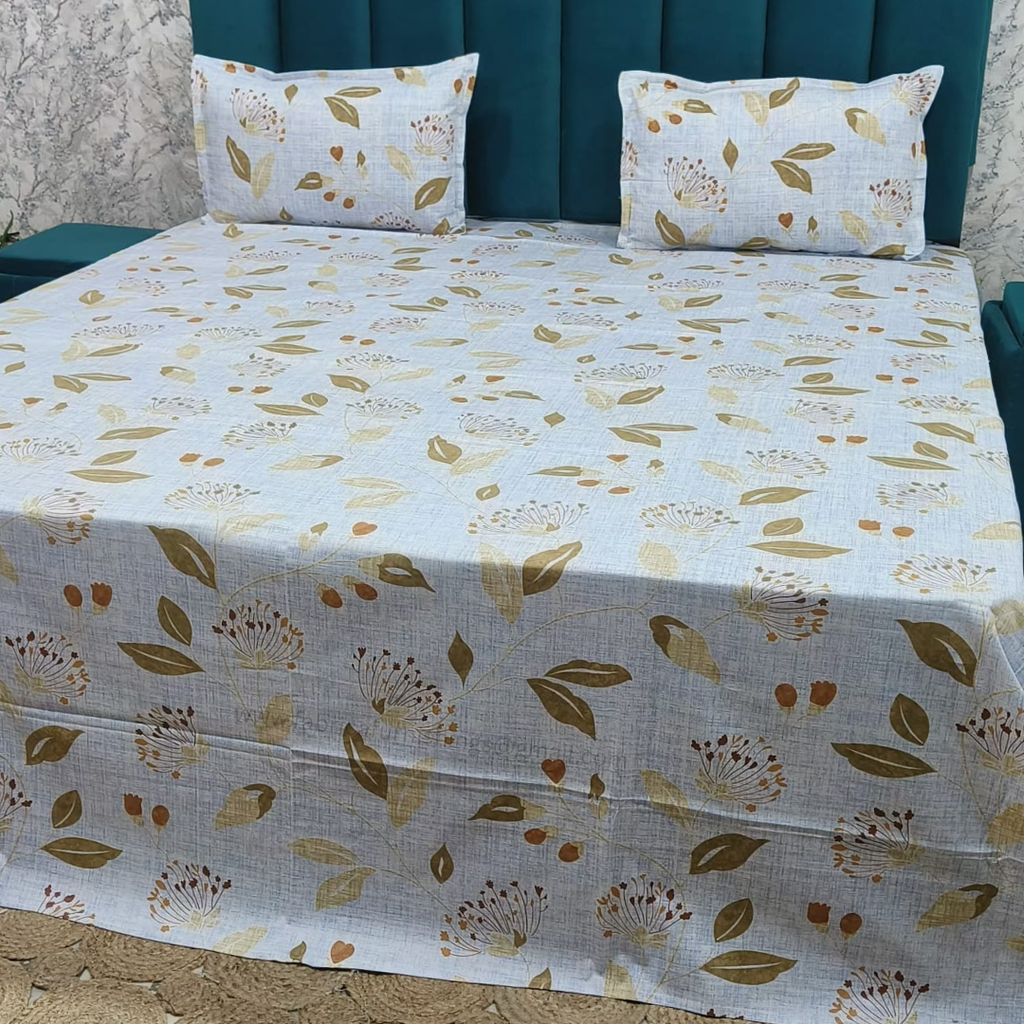 Platinum printed Pure Cotton King Size Bed Sheets