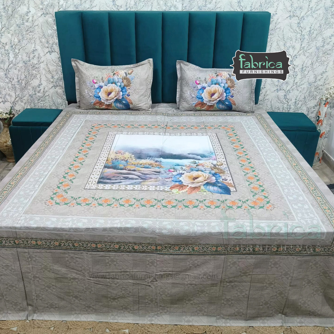 Digital Raga Printed King Size (400 Tc) Pure Cotton Bedsheet