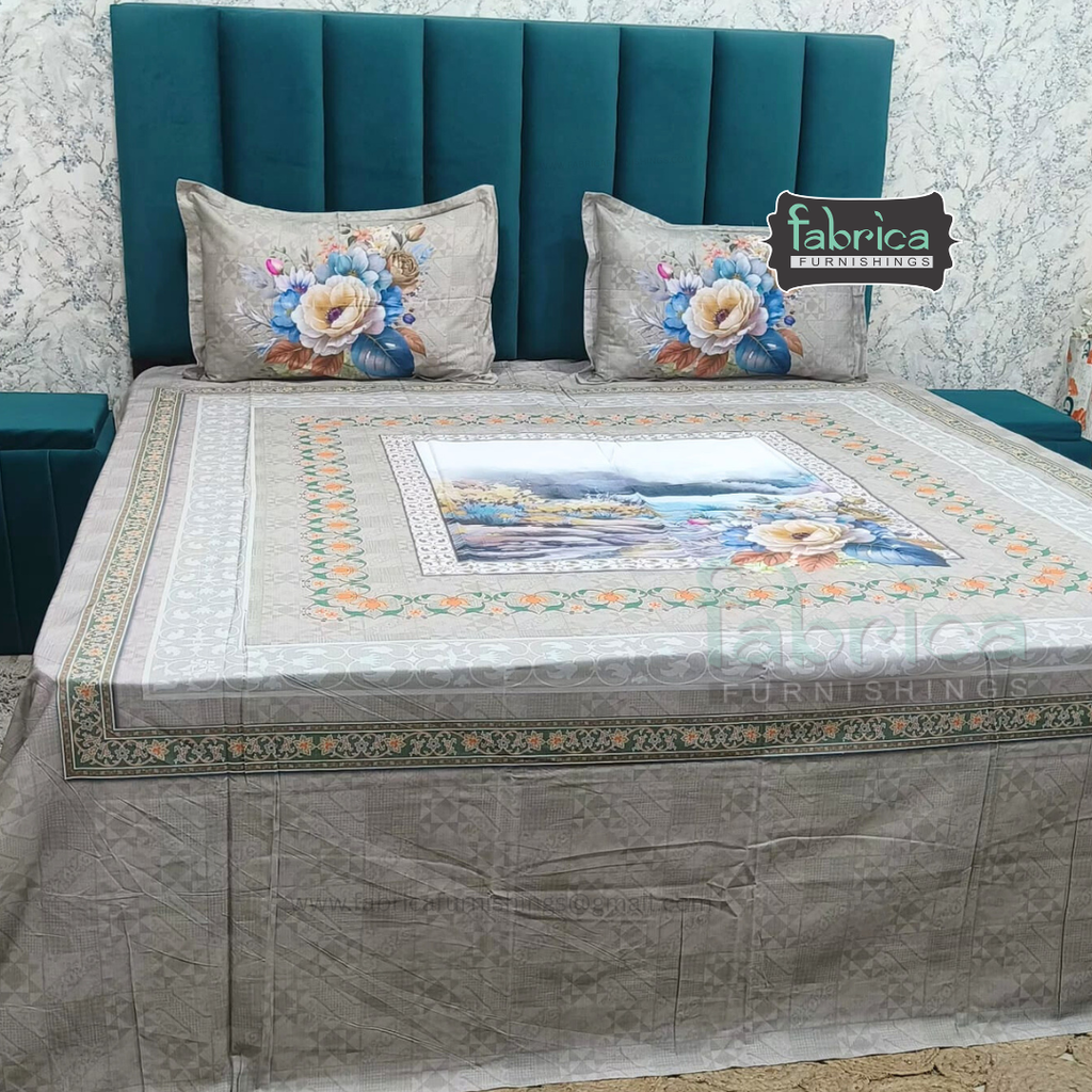 Digital Raga Printed King Size (400 Tc) Pure Cotton Bedsheet