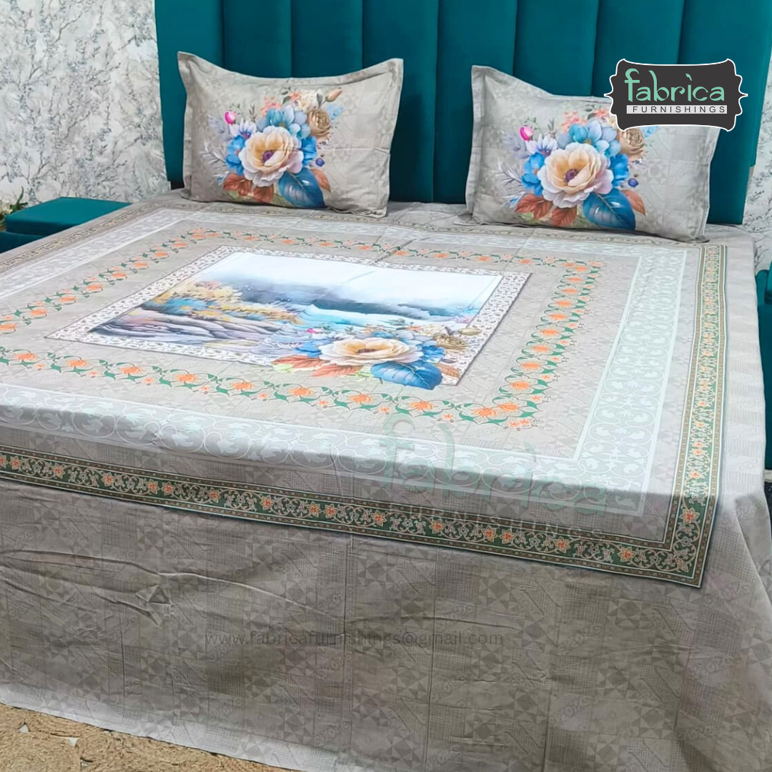 Digital Raga Printed King Size (400 Tc) Pure Cotton Bedsheet