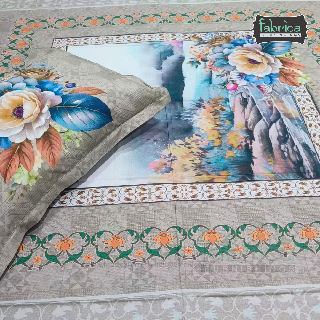 Digital Raga Printed King Size (400 Tc) Pure Cotton Bedsheet