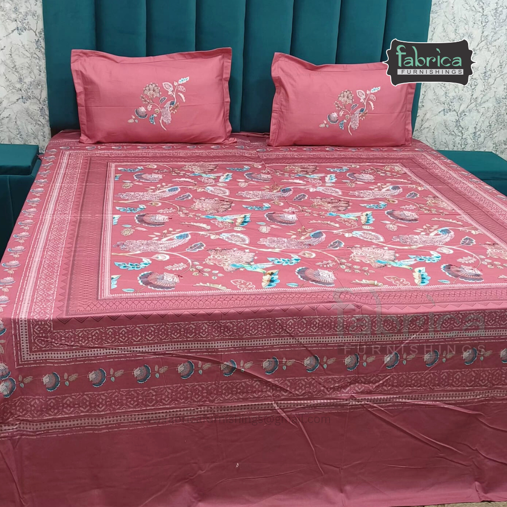 Digital Raga Printed King Size (400 Tc) Pure Cotton Bedsheet