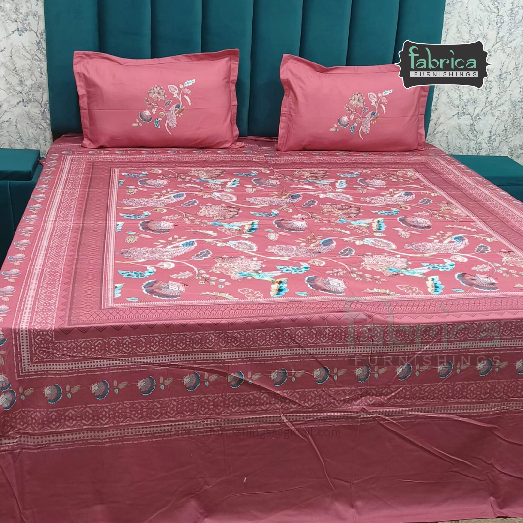 Digital Raga Printed King Size (400 Tc) Pure Cotton Bedsheet