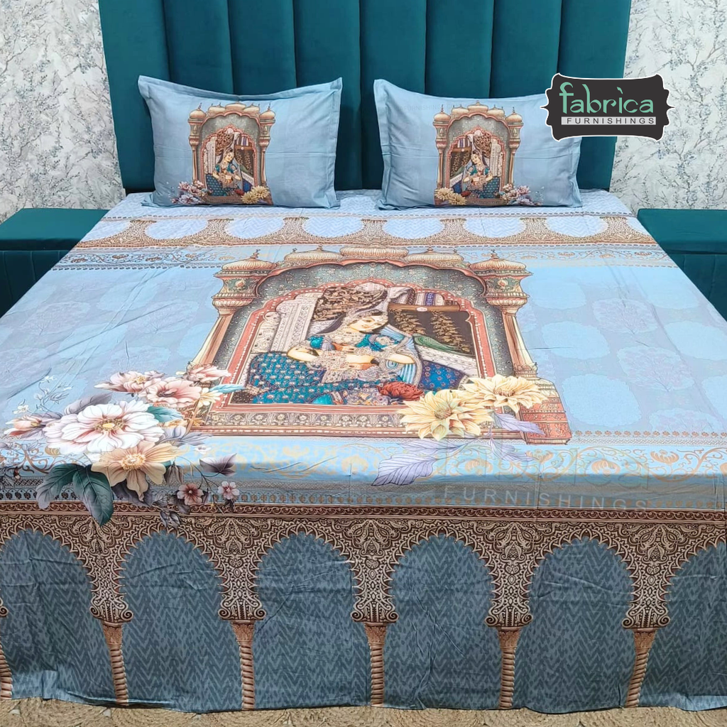 Digital Raga Printed King Size (400 Tc) Pure Cotton Bedsheet