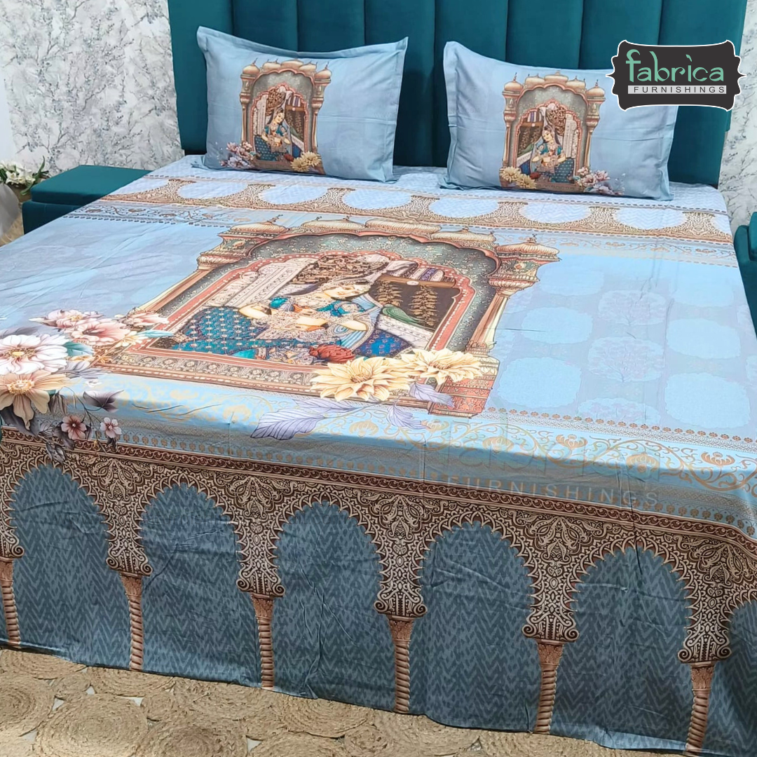 Digital Raga Printed King Size (400 Tc) Pure Cotton Bedsheet