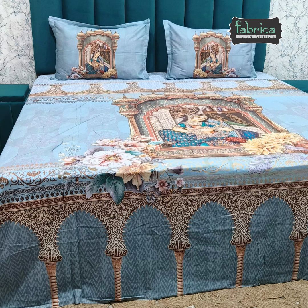 Digital Raga Printed King Size (400 Tc) Pure Cotton Bedsheet