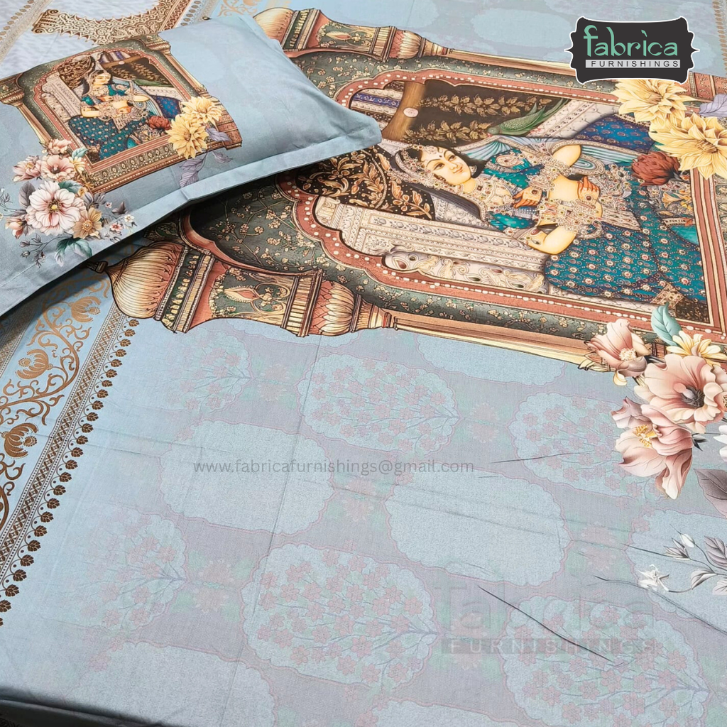 Digital Raga Printed King Size (400 Tc) Pure Cotton Bedsheet