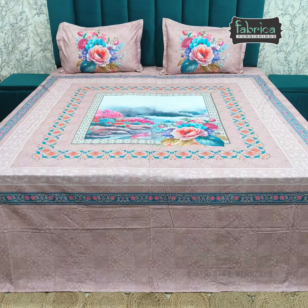 Digital Raga Printed King Size (400 Tc) Pure Cotton Bedsheet
