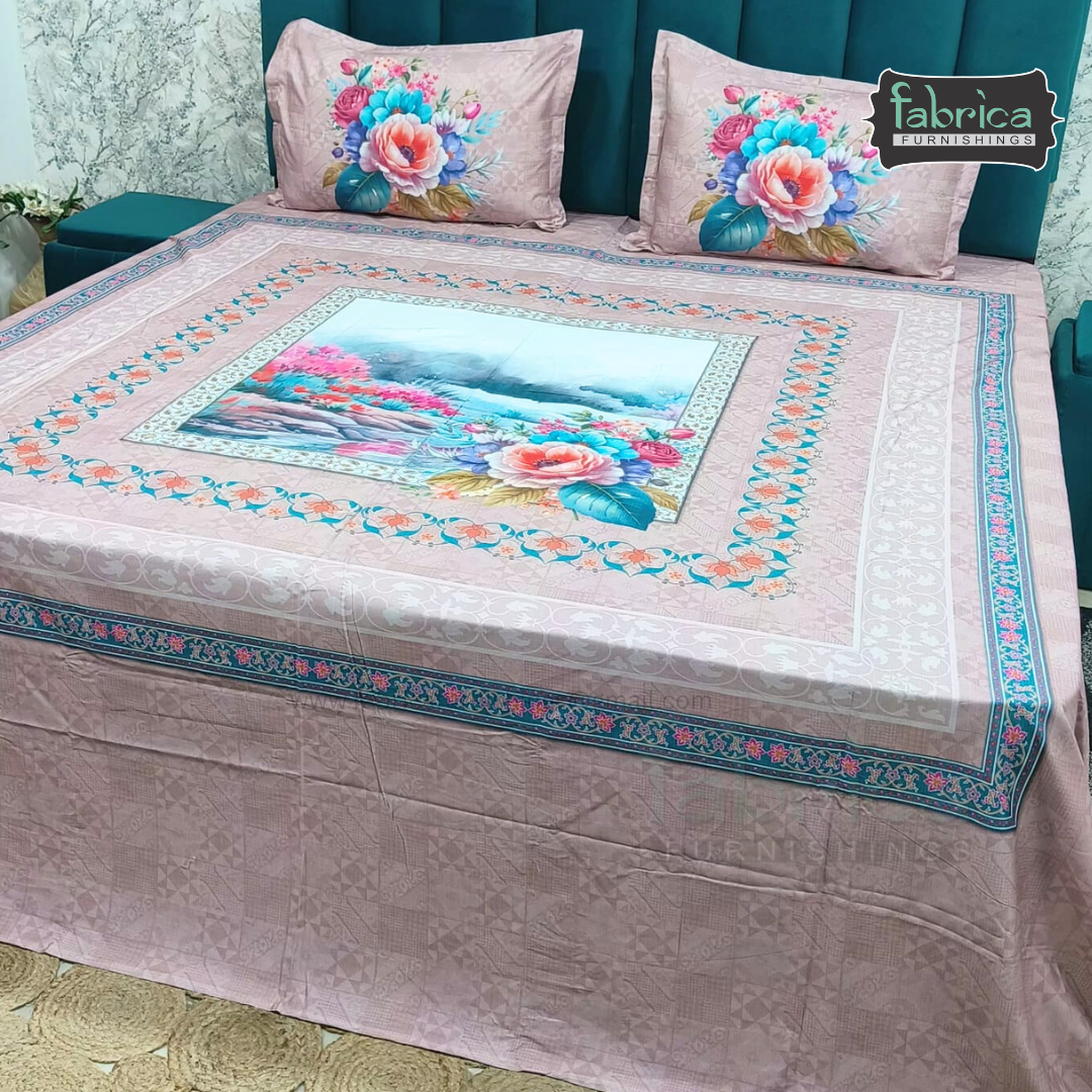 Digital Raga Printed King Size (400 Tc) Pure Cotton Bedsheet