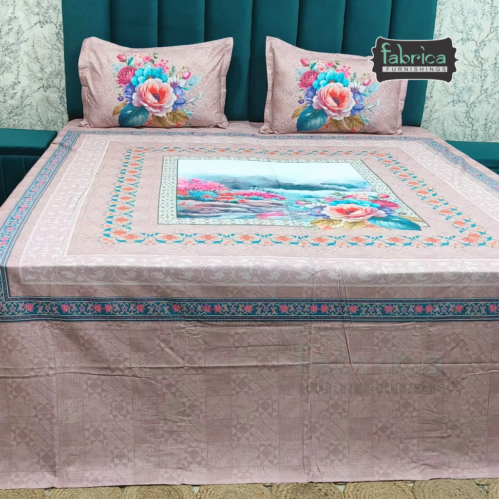 Digital Raga Printed King Size (400 Tc) Pure Cotton Bedsheet