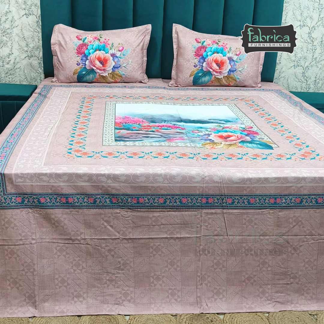 Digital Raga Printed King Size (400 Tc) Pure Cotton Bedsheet