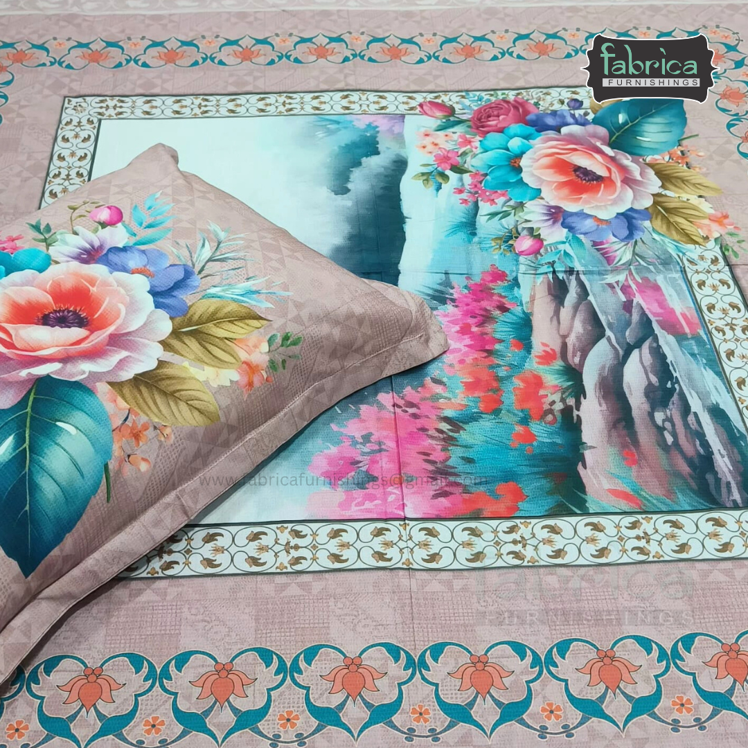 Digital Raga Printed King Size (400 Tc) Pure Cotton Bedsheet