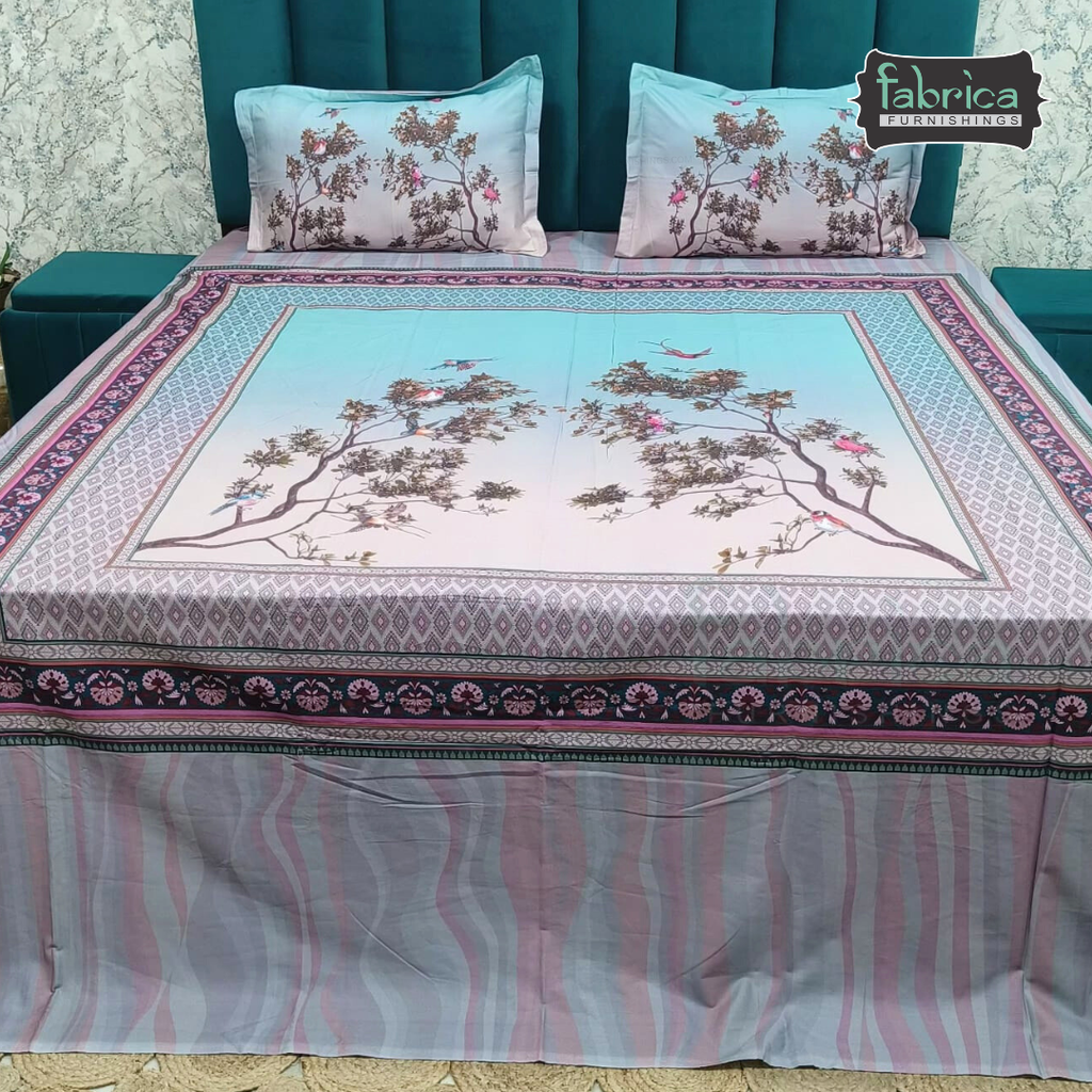 Digital Raga Printed King Size (400 Tc) Pure Cotton Bedsheet