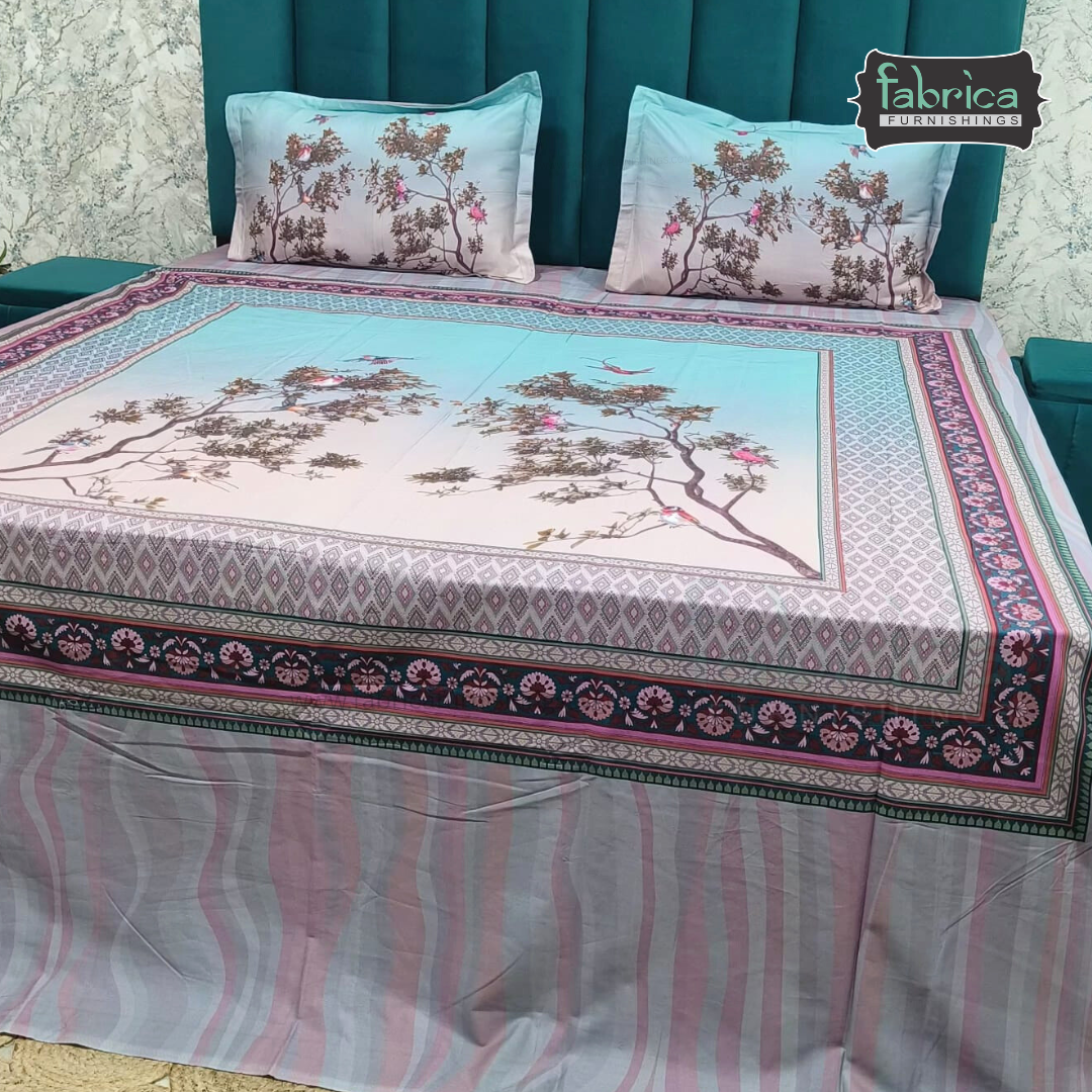 Digital Raga Printed King Size (400 Tc) Pure Cotton Bedsheet