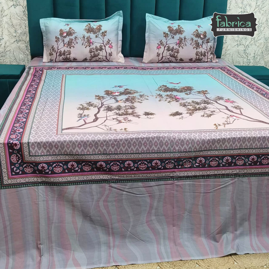 Digital Raga Printed King Size (400 Tc) Pure Cotton Bedsheet