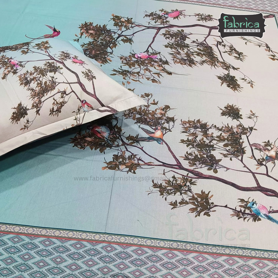 Digital Raga Printed King Size (400 Tc) Pure Cotton Bedsheet