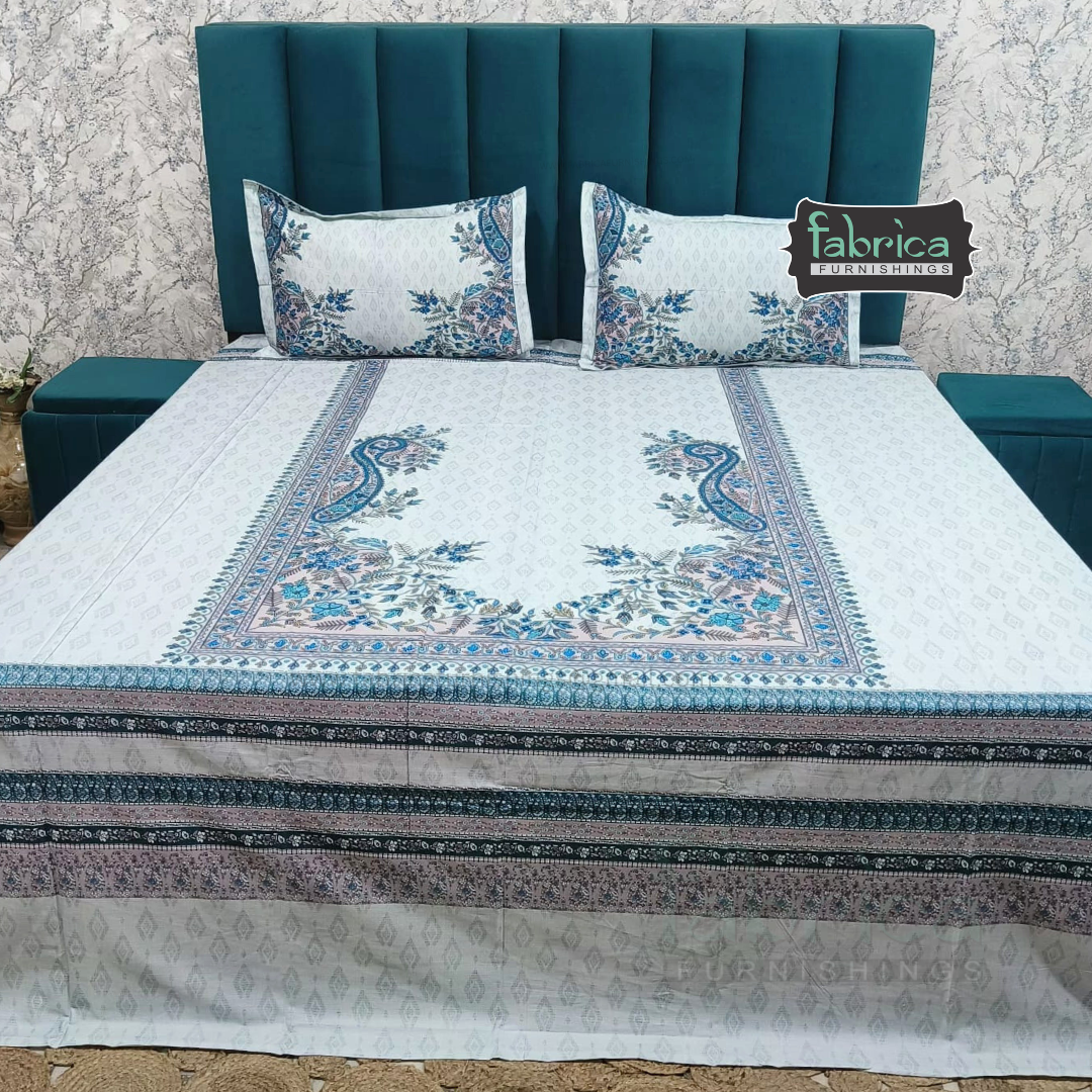Digital Raga Printed King Size (400 Tc) Pure Cotton Bedsheet