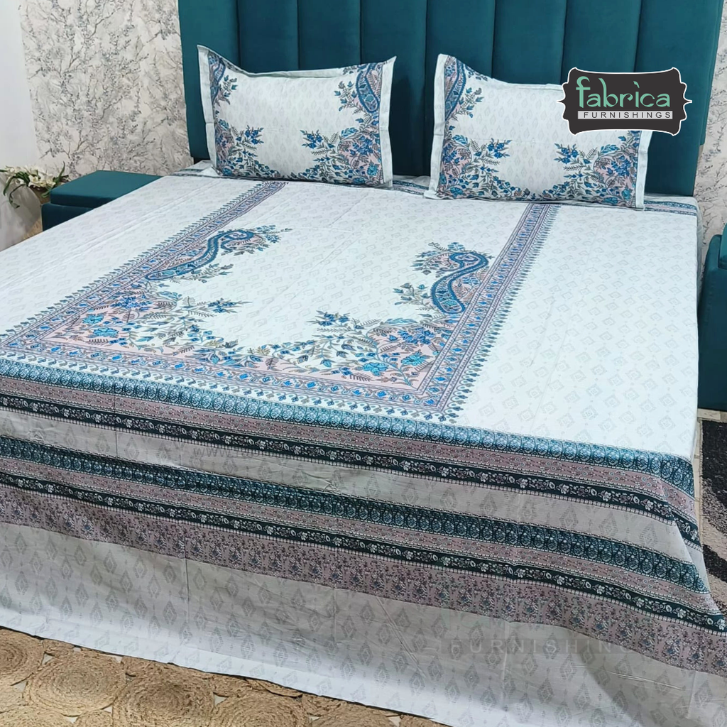 Digital Raga Printed King Size (400 Tc) Pure Cotton Bedsheet