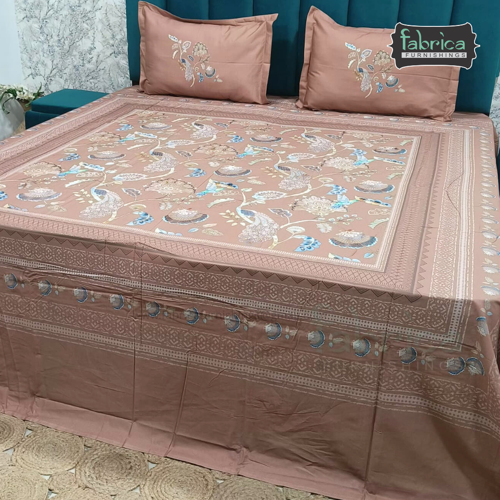 Digital Raga Printed King Size (400 Tc) Pure Cotton Bedsheet