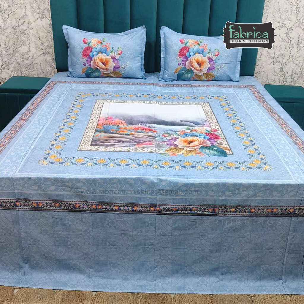 Digital Raga Printed King Size (400 Tc) Pure Cotton Bedsheet