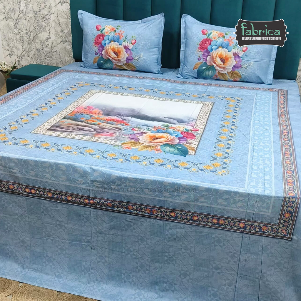 Digital Raga Printed King Size (400 Tc) Pure Cotton Bedsheet