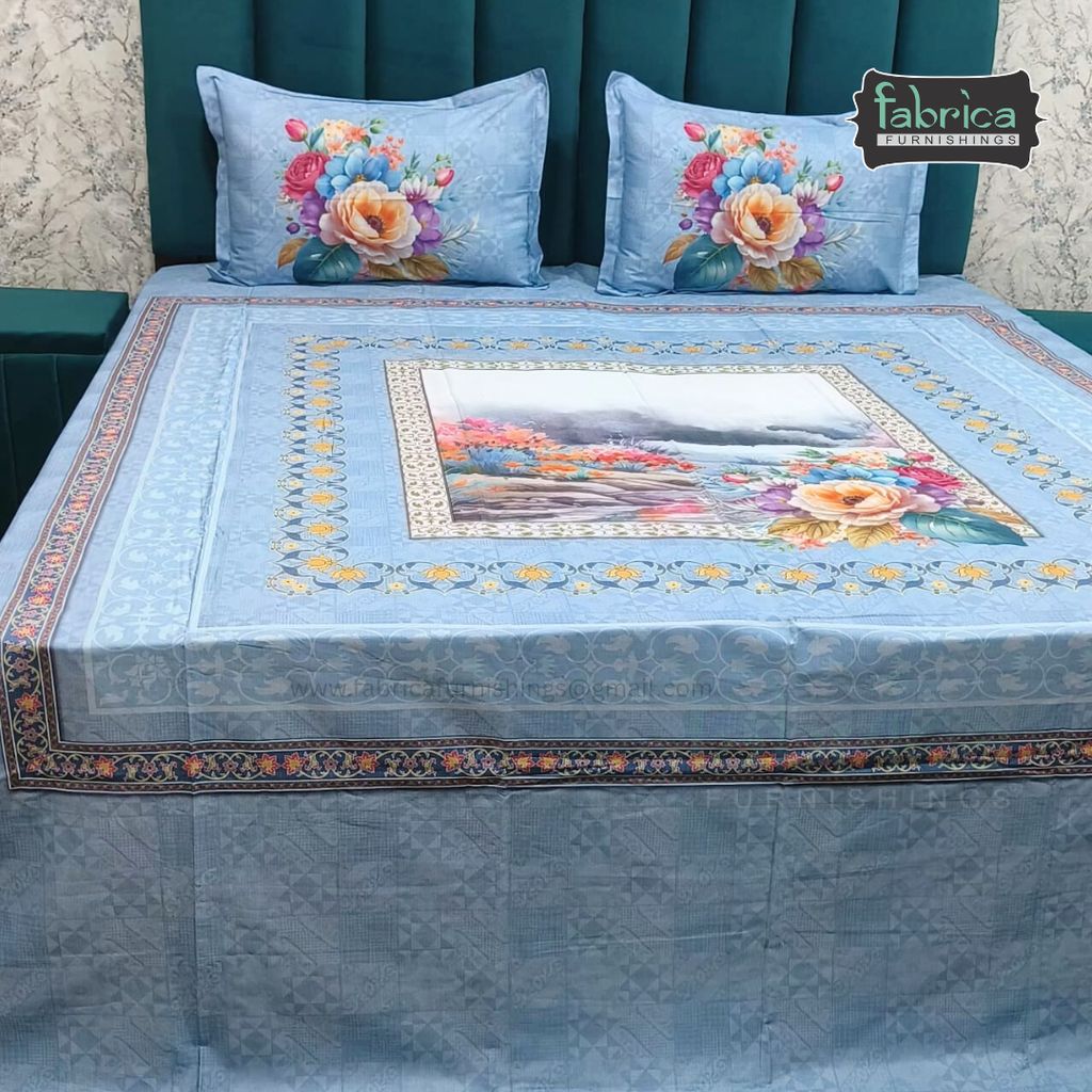 Digital Raga Printed King Size (400 Tc) Pure Cotton Bedsheet