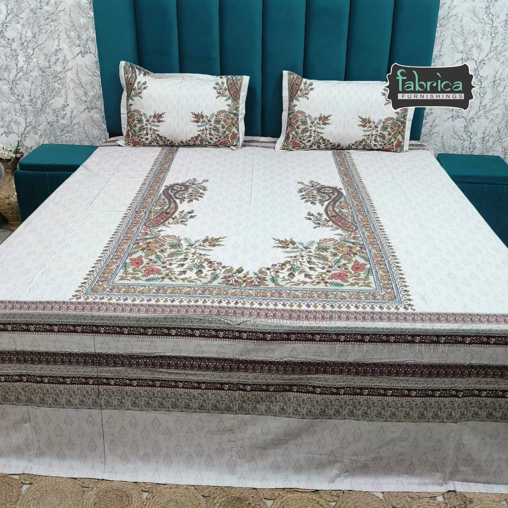 Digital Raga Printed King Size (400 Tc) Pure Cotton Bedsheet