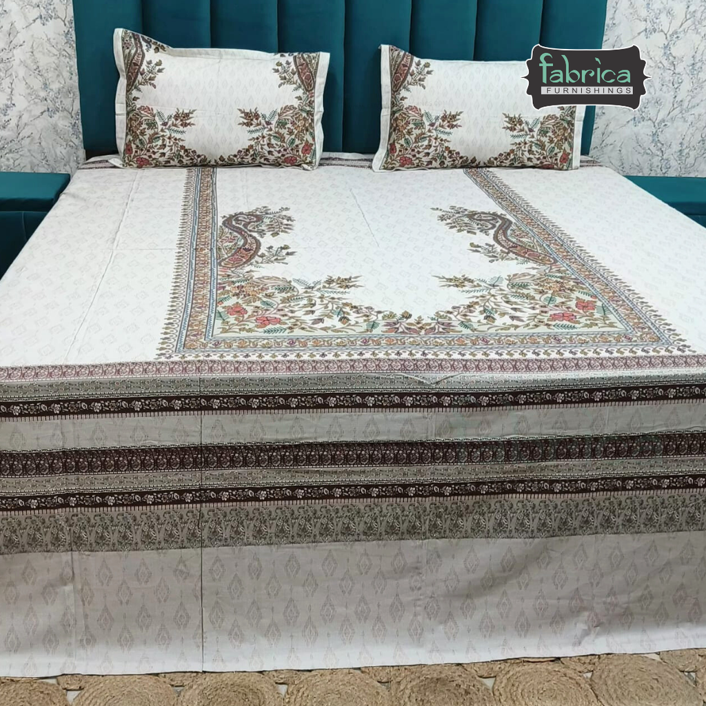 Digital Raga Printed King Size (400 Tc) Pure Cotton Bedsheet