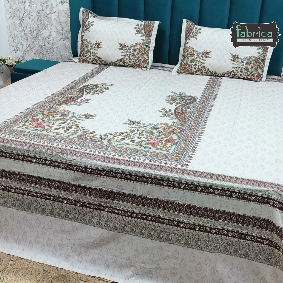 Digital Raga Printed King Size (400 Tc) Pure Cotton Bedsheet