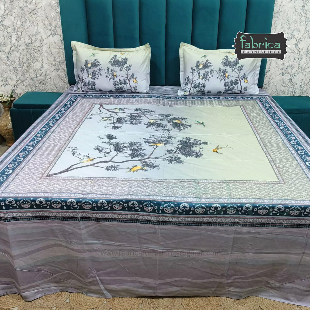 Digital Raga Printed King Size (400 Tc) Pure Cotton Bedsheet